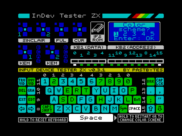 Pantalla 1, prueba de teclado y joysticks